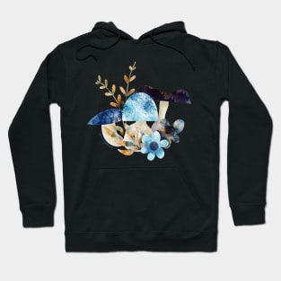 Indigo Portobello Mushrooms and Flowers Hoodie